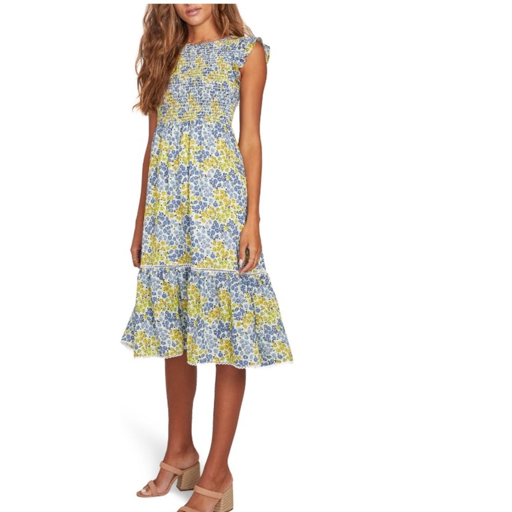 Lost + Wander Smocked Midi, Small, Never Worn